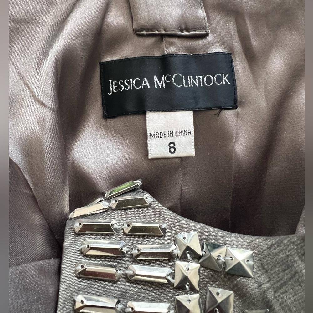 Jessica McClontick Party Dress Gunmetal Size 8 - Picture 6 of 8